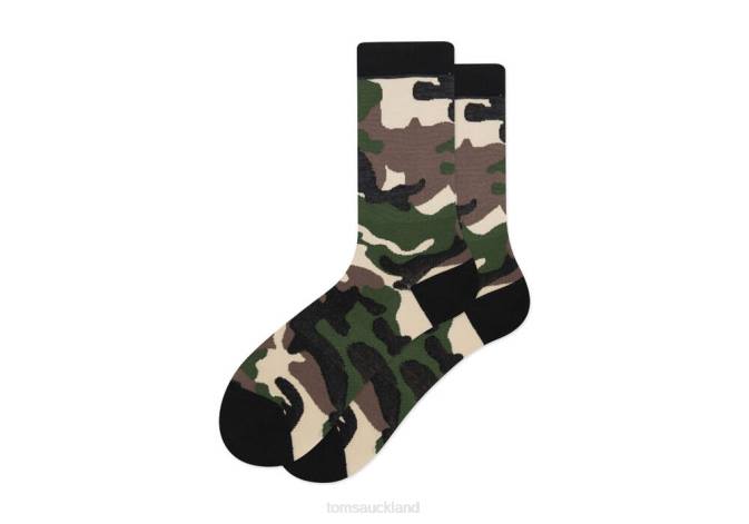 Men Black Camo Toms Crew Socks Accessories R26T496
