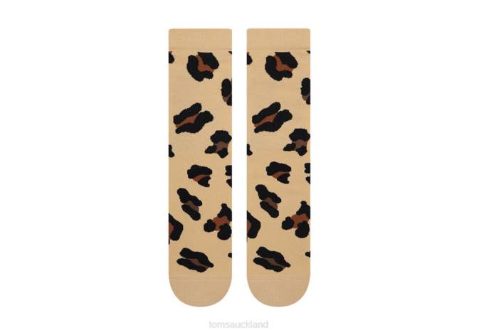 Women Beige Leopard Toms Crew Socks Accessories R26T356