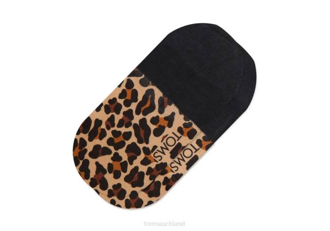Women Beige Leopard Toms No Show Socks Leopard Accessories R26T354