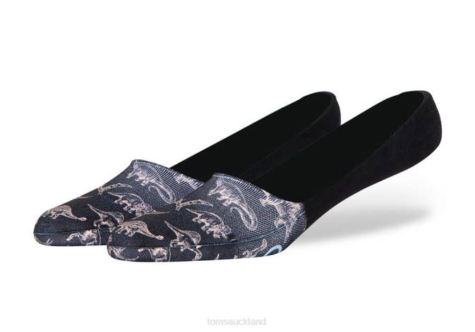 Women Black Toms Ultimate No Show Socks Dinos Accessories R26T363