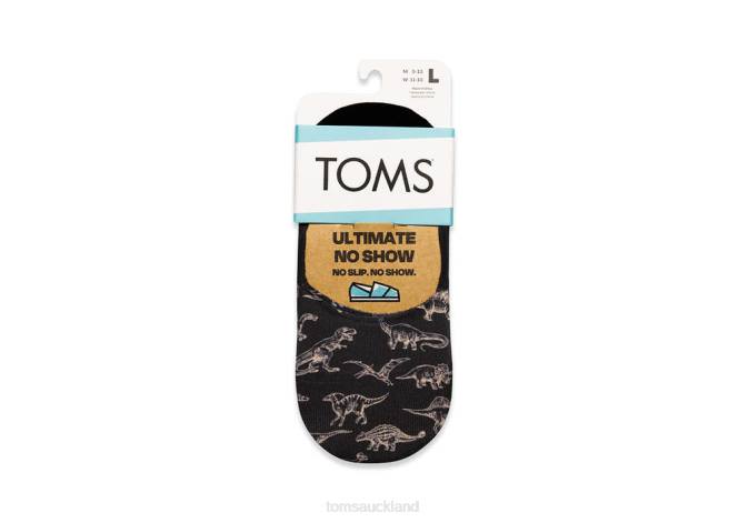 Women Black Toms Ultimate No Show Socks Dinos Accessories R26T363