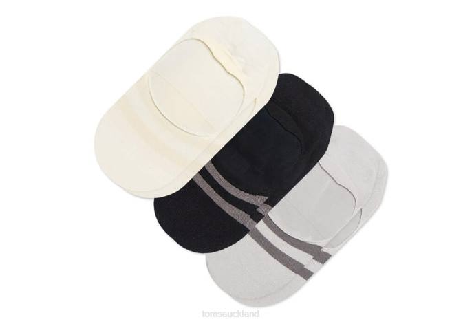 Women Mixed Grey Stripes Toms No Show Socks 3 Pack Accessories R26T328