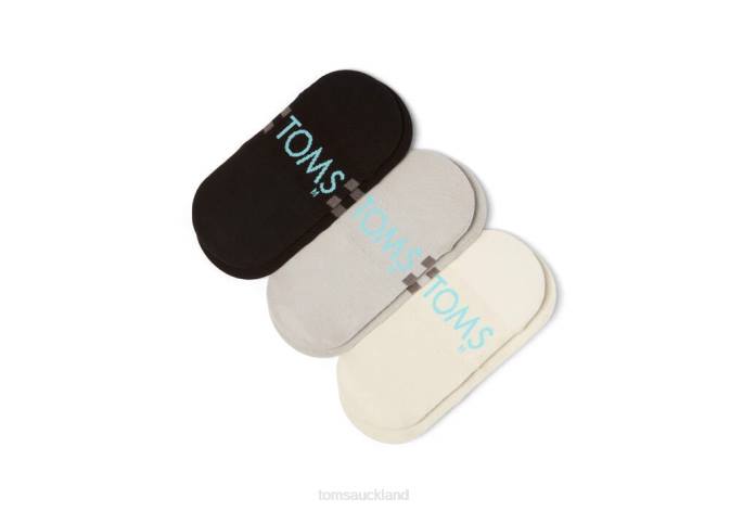 Women Mixed Grey Stripes Toms No Show Socks 3 Pack Accessories R26T328