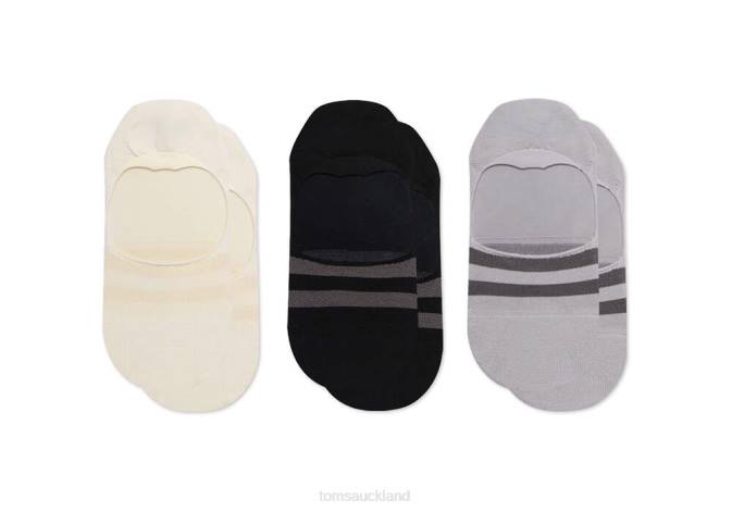 Women Mixed Grey Stripes Toms No Show Socks 3 Pack Accessories R26T328