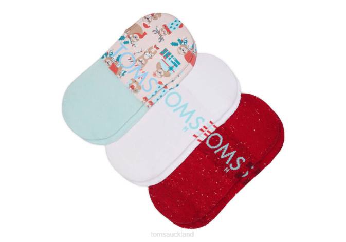 Women New Style Toms Ultimate No Show Socks Holiday Sloth 3 Pack Accessories R26T361