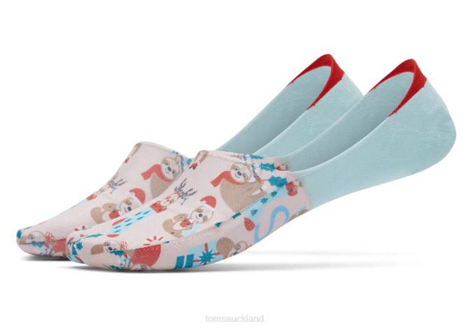 Women New Style Toms Ultimate No Show Socks Holiday Sloth 3 Pack Accessories R26T361