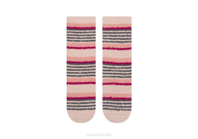 Women Stripe Toms Cozy Cushioned Crew Socks Pink Accessories R26T373