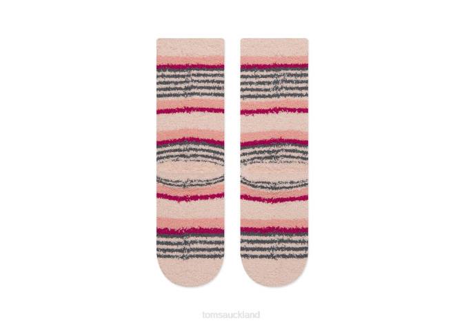 Women Stripe Toms Cozy Cushioned Crew Socks Pink Accessories R26T373