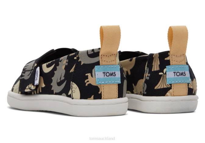 Kids Black Dino Glow Toms Tiny Alpargata Dino Shoes R26T497