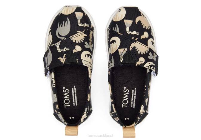 Kids Black Dino Glow Toms Tiny Alpargata Dino Shoes R26T497