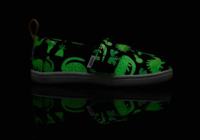 Kids Black Dino Glow Toms Tiny Alpargata Dino Shoes R26T497