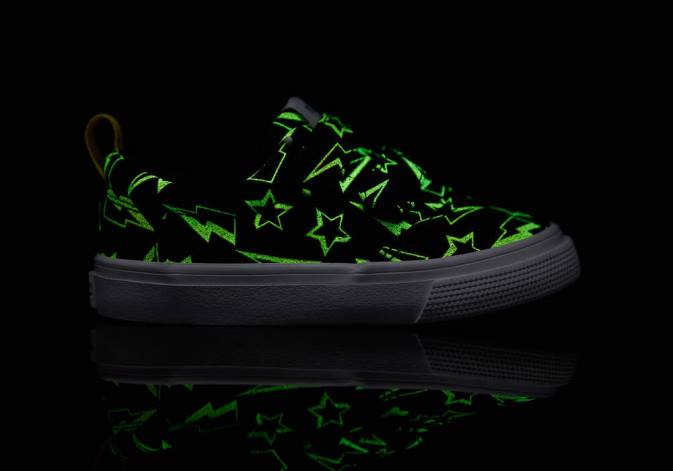 Kids Black Glow Toms Tiny Fenix Double Strap Lightning Bolts Shoes R26T516