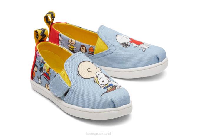Kids Blue Print Toms Peanuts Tiny Alpargata Shoes R26T505