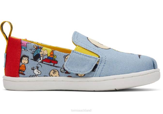 Kids Blue Print Toms Peanuts Tiny Alpargata Shoes R26T505