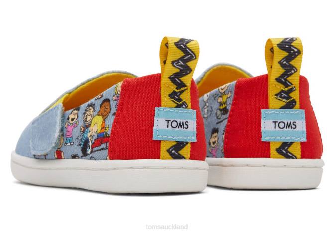 Kids Blue Print Toms Peanuts Tiny Alpargata Shoes R26T505