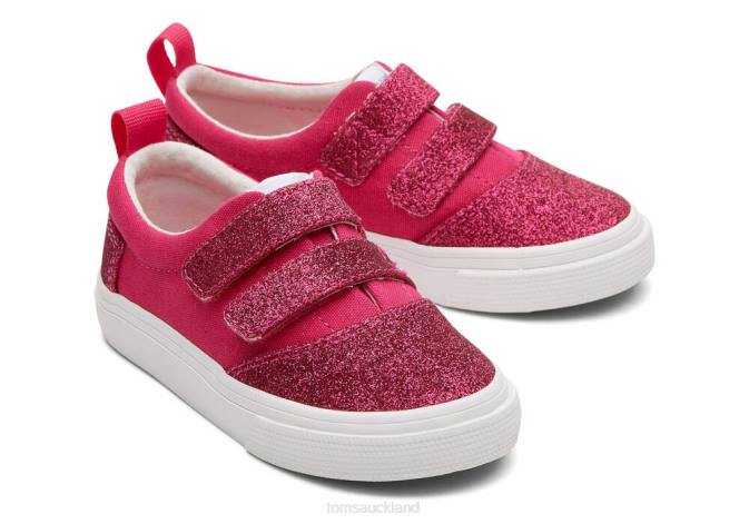 Kids Dark Pink Toms Tiny Fenix Double Strap Iridescent Glimmer Shoes R26T532