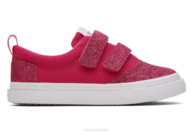 Kids Dark Pink Toms Tiny Fenix Double Strap Iridescent Glimmer Shoes R26T532