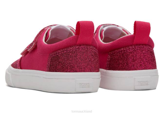Kids Dark Pink Toms Tiny Fenix Double Strap Iridescent Glimmer Shoes R26T532