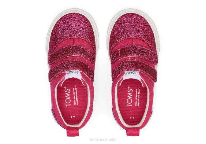 Kids Dark Pink Toms Tiny Fenix Double Strap Iridescent Glimmer Shoes R26T532