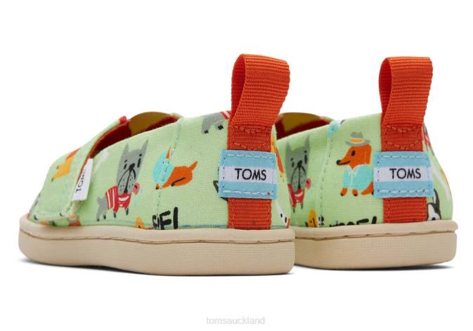 Kids Green Toms Dogs Alpargata Shoes R26T513