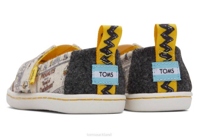 Kids Natural Felt Toms Snoopy/Woodstock Alpargata Shoes R26T519