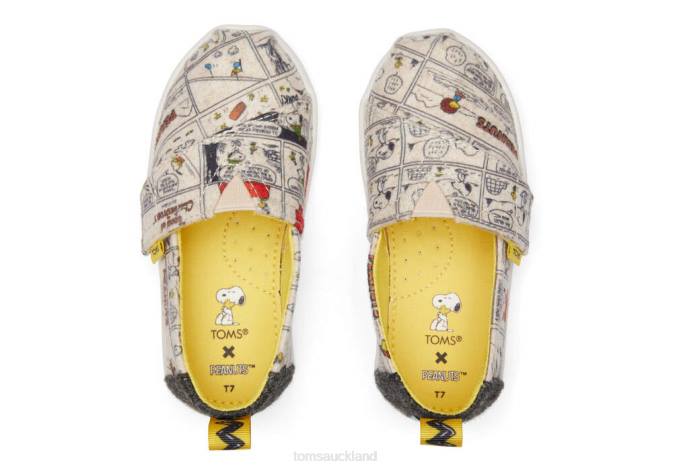 Kids Natural Felt Toms Snoopy/Woodstock Alpargata Shoes R26T519