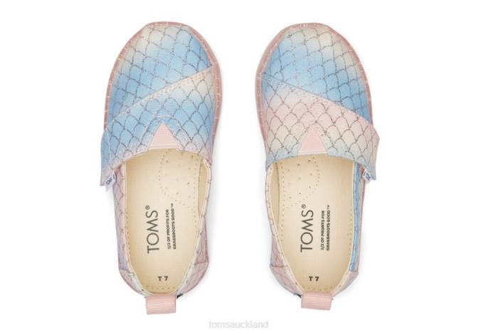 Kids Pink Multi Toms Mermaid Alpargata Shoes R26T523