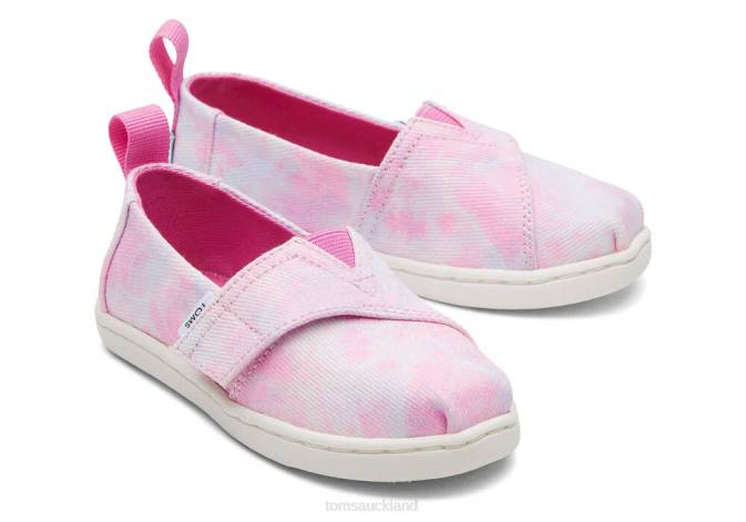 Kids Pink Tie Dye Toms Tiny Alpargata Multi Tie Dye Twill Shoes R26T503