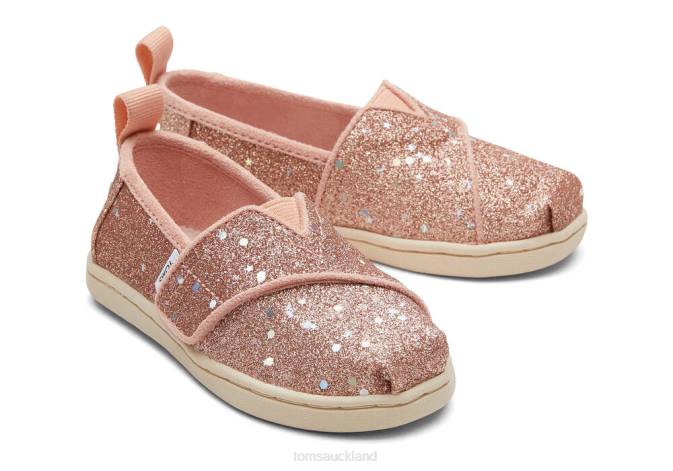 Kids Rose Gold Toms Glitter Alpargata Shoes R26T526