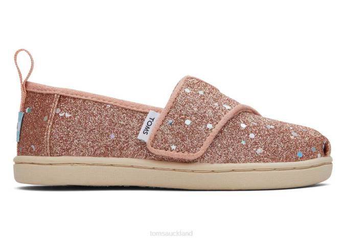 Kids Rose Gold Toms Glitter Alpargata Shoes R26T526