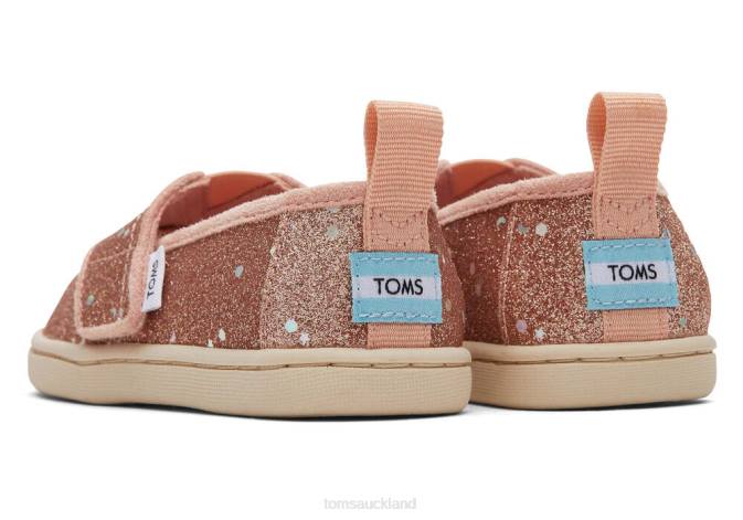 Kids Rose Gold Toms Glitter Alpargata Shoes R26T526