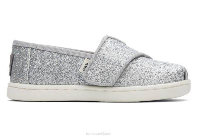 Kids Silver Iridescent Toms Glitter Alpargata Shoes R26T528