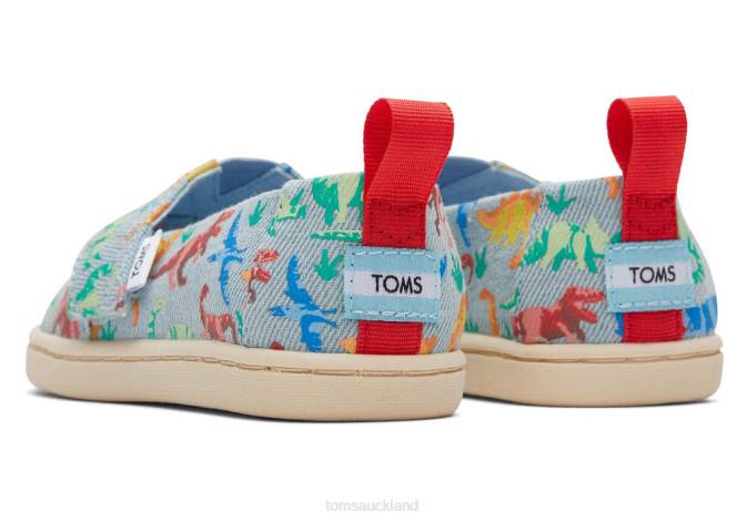 Kids Washed Denim Toms Tiny Alpargata Washed Denim Dinomite Dinos Shoes R26T517