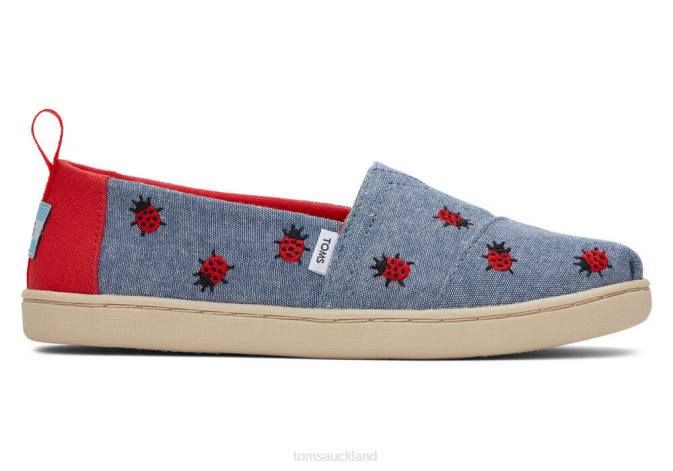 Kids Chambray Toms Youth Alpargata Lucky Ladybugs Shoes R26T541