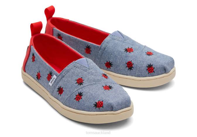 Kids Chambray Toms Youth Alpargata Lucky Ladybugs Shoes R26T541