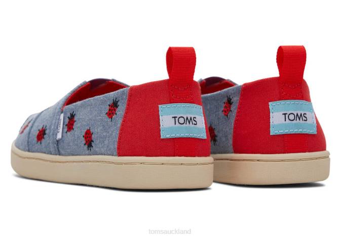 Kids Chambray Toms Youth Alpargata Lucky Ladybugs Shoes R26T541