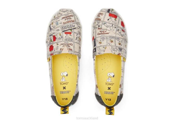 Kids Natural Felt Toms Snoopy/Woodstock Alpargata Shoes R26T552