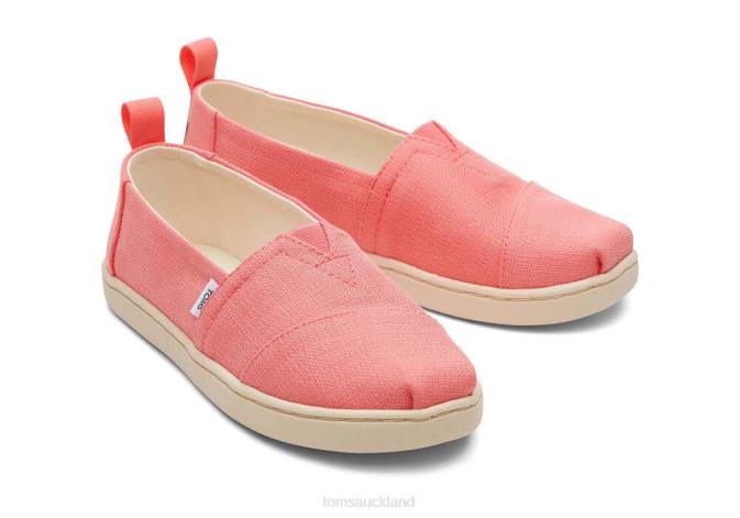 Kids Peach Pink Toms Youth Alpargata Eco Woven Shoes R26T546