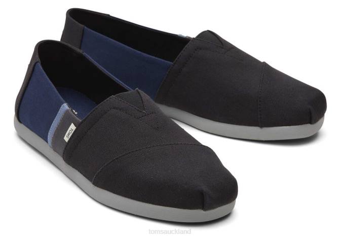 Men Black/Navy Toms ColorBlock Alpargata Shoes R26T407