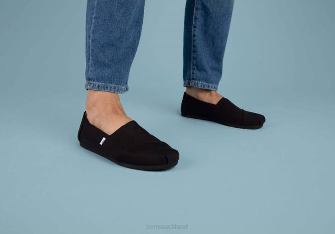 Men Black Toms Recycled Cotton Alpargata Shoes R26T379