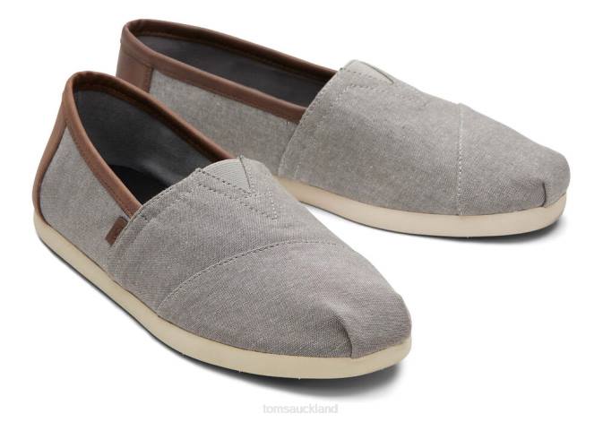 Men Grey Toms Chambray Alpargata Shoes R26T421