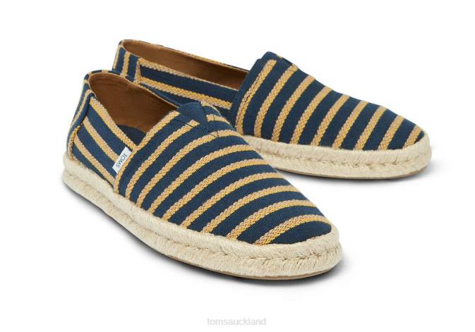 Men Navy University Multi Stripe Toms Alpargata Rope 2.0 Shoes R26T422
