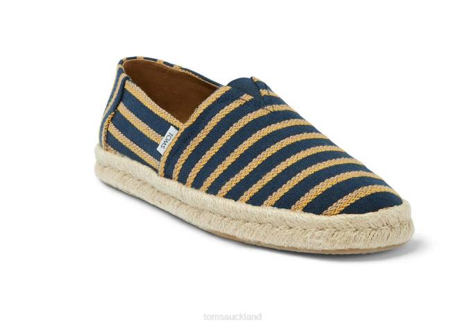 Men Navy University Multi Stripe Toms Alpargata Rope 2.0 Shoes R26T422