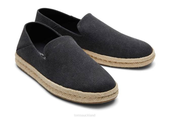 Men Black Recycled Cotton Toms Santiago Eco Recycled Cotton Shoes R26T438