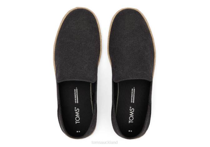 Men Black Recycled Cotton Toms Santiago Eco Recycled Cotton Shoes R26T438