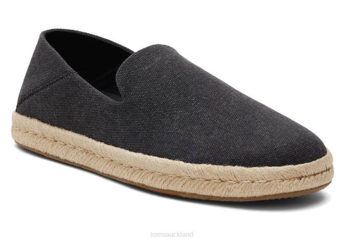 Men Black Recycled Cotton Toms Santiago Eco Recycled Cotton Shoes R26T438
