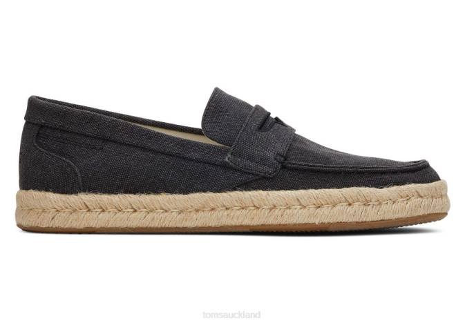 Men Black Recycled Cotton Toms Stanford 2.0 Rope Espadrille Shoes R26T443