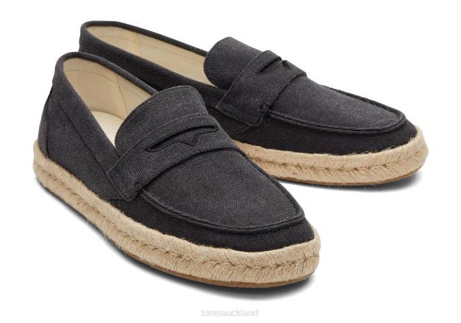 Men Black Recycled Cotton Toms Stanford 2.0 Rope Espadrille Shoes R26T443