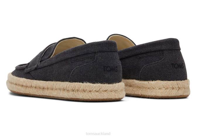 Men Black Recycled Cotton Toms Stanford 2.0 Rope Espadrille Shoes R26T443
