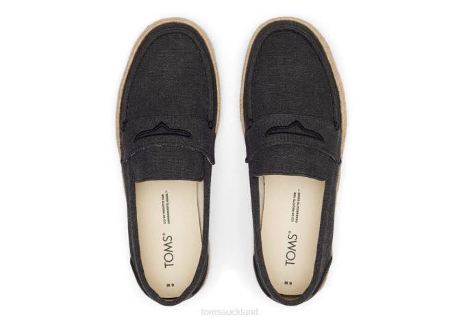 Men Black Recycled Cotton Toms Stanford 2.0 Rope Espadrille Shoes R26T443